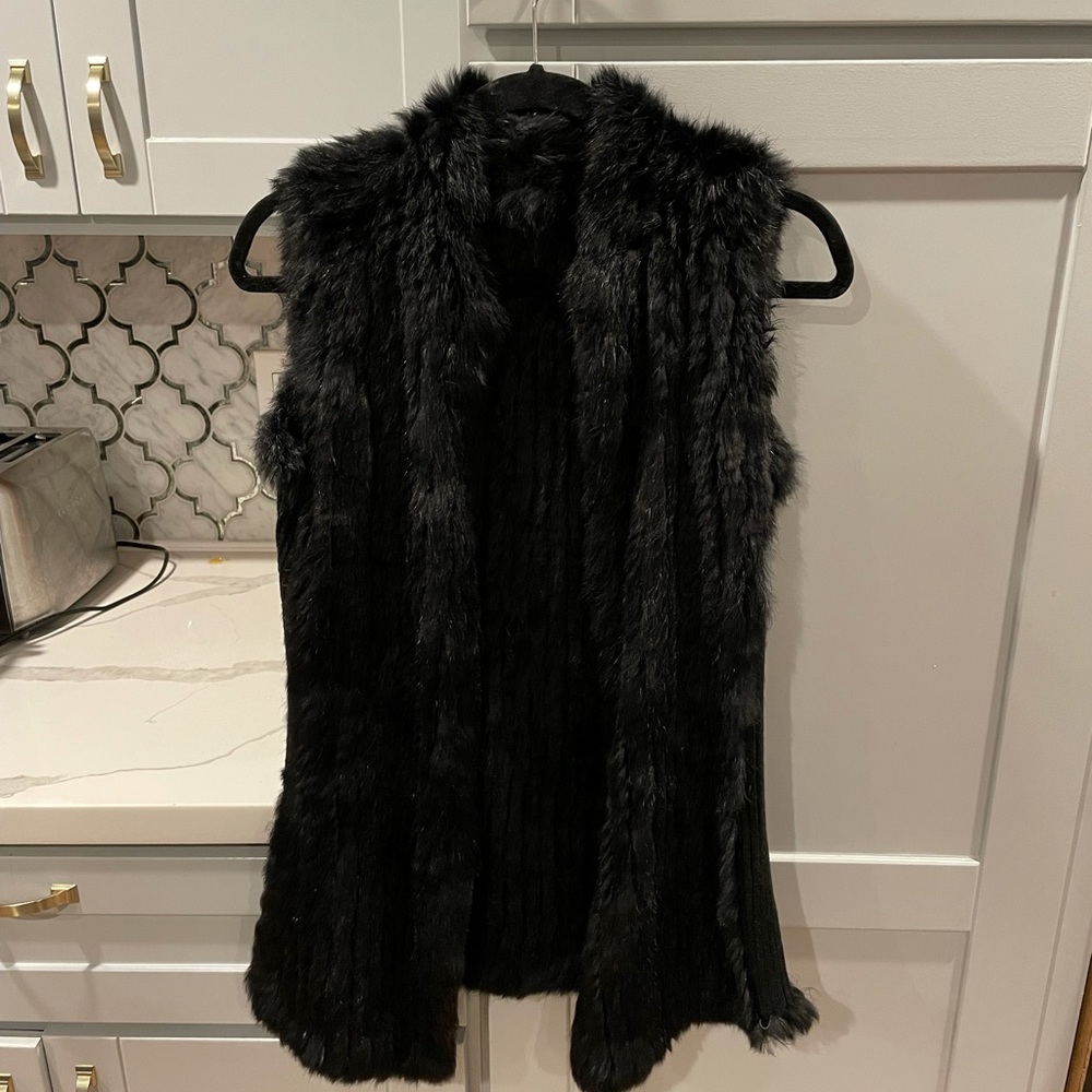 Black Rabbit Fur Vest